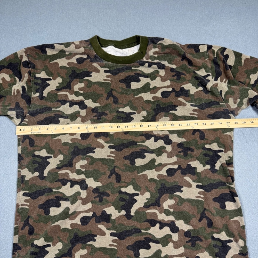 Camo T-Shirt Men XL Green Woodland Camouflage Short Sleeve Military Tactical Tee - Picture 4 of 10